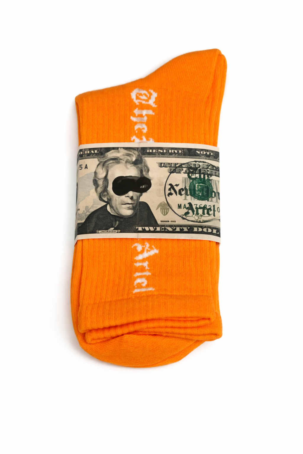 Orange Ribbed Crew Socks