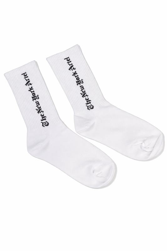 White Ribbed Crew Socks